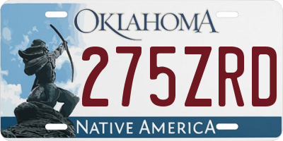 OK license plate 275ZRD