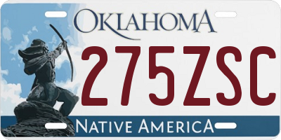 OK license plate 275ZSC