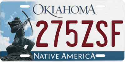 OK license plate 275ZSF