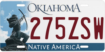 OK license plate 275ZSW