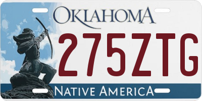 OK license plate 275ZTG