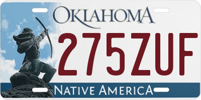 OK license plate 275ZUF