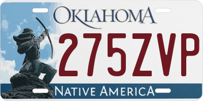 OK license plate 275ZVP