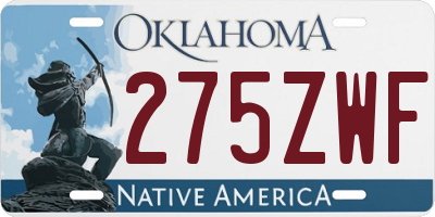OK license plate 275ZWF