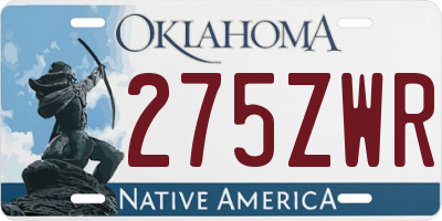 OK license plate 275ZWR