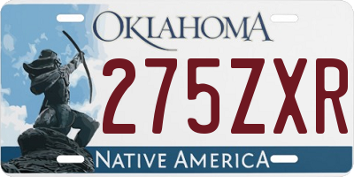 OK license plate 275ZXR