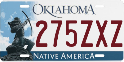 OK license plate 275ZXZ