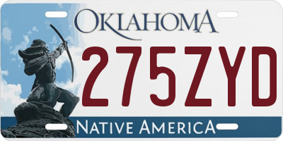 OK license plate 275ZYD