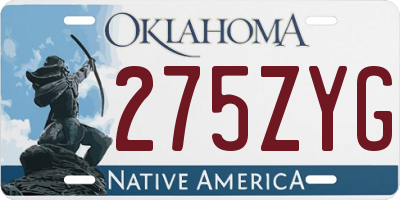 OK license plate 275ZYG