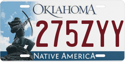 OK license plate 275ZYY