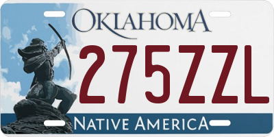 OK license plate 275ZZL