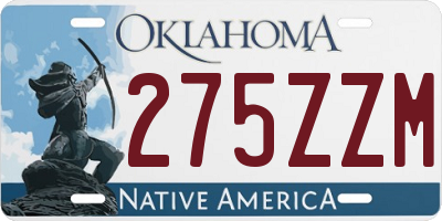 OK license plate 275ZZM