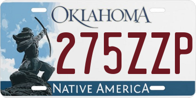 OK license plate 275ZZP