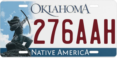 OK license plate 276AAH