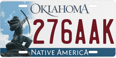 OK license plate 276AAK