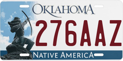 OK license plate 276AAZ