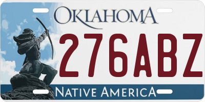 OK license plate 276ABZ