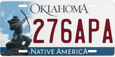 OK license plate 276APA