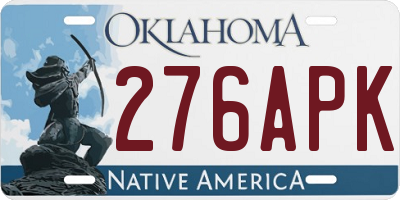 OK license plate 276APK