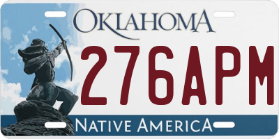 OK license plate 276APM