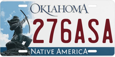 OK license plate 276ASA