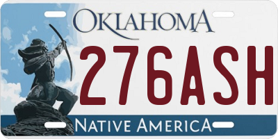 OK license plate 276ASH