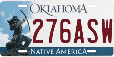 OK license plate 276ASW