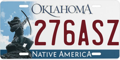 OK license plate 276ASZ