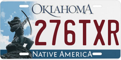 OK license plate 276TXR