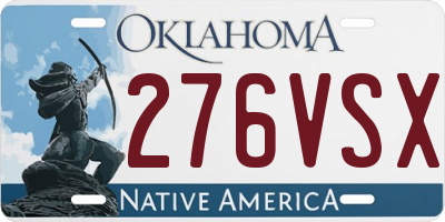 OK license plate 276VSX