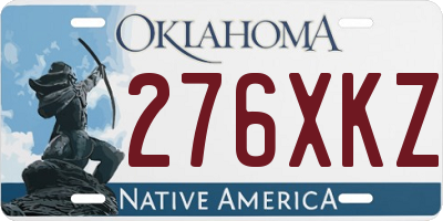 OK license plate 276XKZ