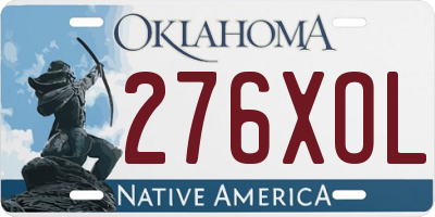 OK license plate 276XOL