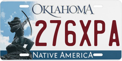 OK license plate 276XPA