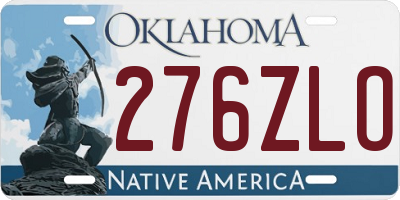 OK license plate 276ZLO