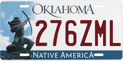 OK license plate 276ZML