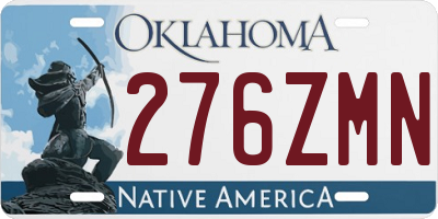 OK license plate 276ZMN