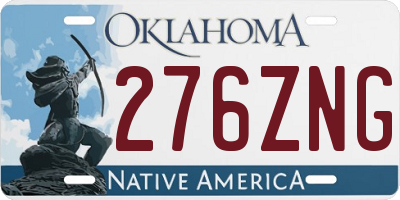 OK license plate 276ZNG