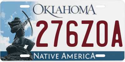 OK license plate 276ZOA