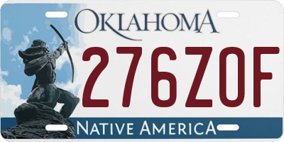 OK license plate 276ZOF