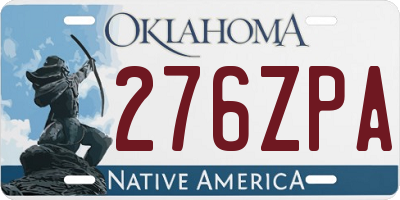 OK license plate 276ZPA