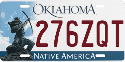 OK license plate 276ZQT