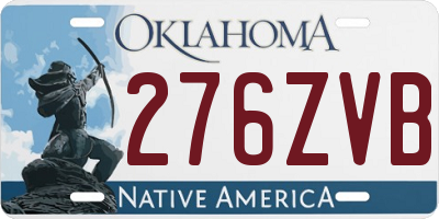 OK license plate 276ZVB