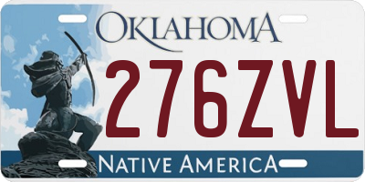 OK license plate 276ZVL