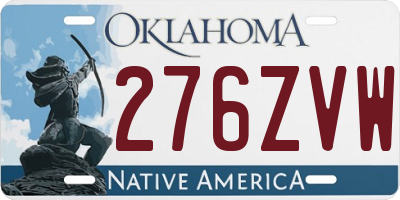 OK license plate 276ZVW