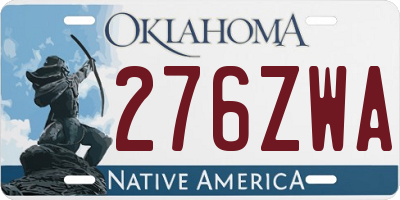 OK license plate 276ZWA