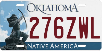 OK license plate 276ZWL