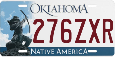 OK license plate 276ZXR