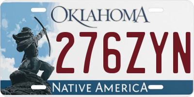 OK license plate 276ZYN