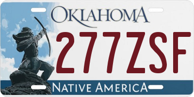 OK license plate 277ZSF