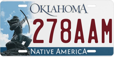 OK license plate 278AAM